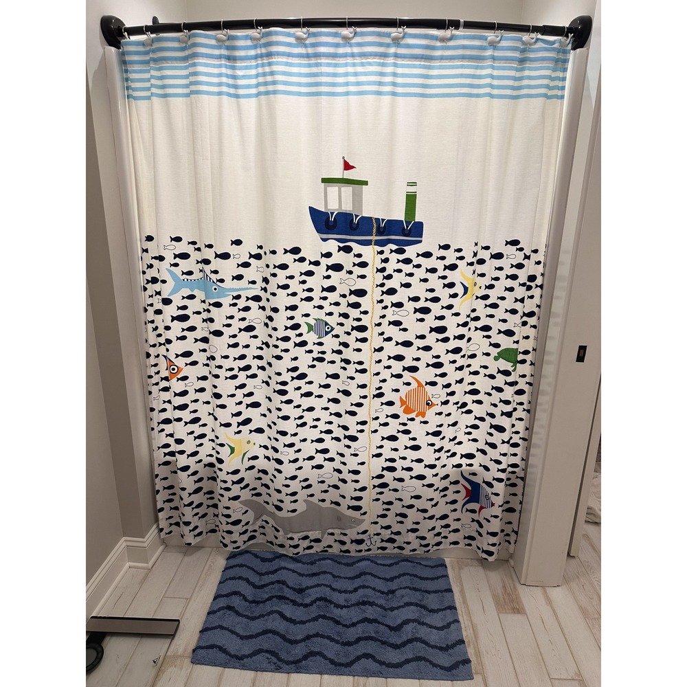 Pottery Barn Kids Nautical Shower Curtain Bath Set 72x72